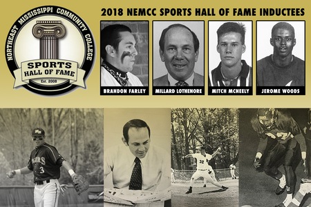 Brandon Farley, Millard Lothenore, Mitch McNeely and Jerome Woods - Northeast's 2018 Sports Hall of Fame inductees.